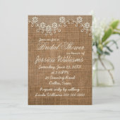 ブライダルシャワー素朴バーラップ及びレース招待状 招待状 (スタンド正面)