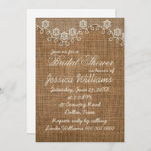 ブライダルシャワー素朴バーラップ及びレース招待状 招待状 (正面/裏面)