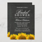 ブライダルシャワー素朴ヒマワリ黒黒板 招待状 (正面/裏面)