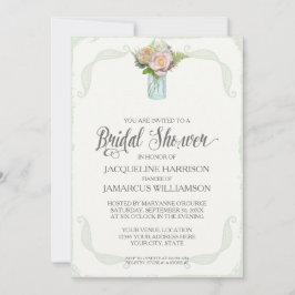 ブライダルシャワー素朴フラワーズメイソンジャータイポグラフィ 招待状