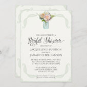 ブライダルシャワー素朴フラワーズメイソンジャータイポグラフィ 招待状 (正面/裏面)