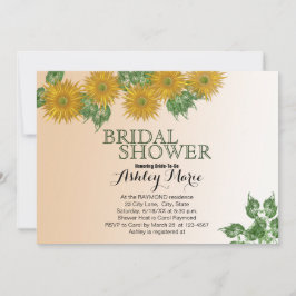 ブライダルシャワー素朴フローラ葉ズゴールデングラデーション 招待状