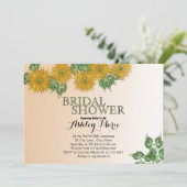 ブライダルシャワー素朴フローラ葉ズゴールデングラデーション 招待状 (スタンド正面)