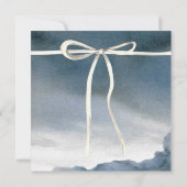 ブライダルシャワー素朴ブルーフローラ水彩リース 招待状 (裏面)