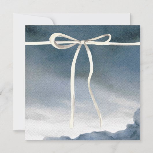 ブライダルシャワー素朴ブルーフローラ水彩リース 招待状 (裏面)