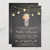 ブライダルシャワー素朴メイスンジャールライツフローラ写真 招待状 (正面/裏面)