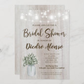 ブライダルシャワー素朴メイソンジャールライツベイビーズブリー 招待状 (正面/裏面)