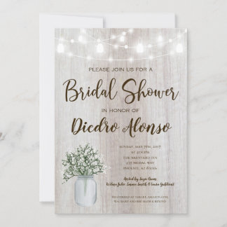 ブライダルシャワー素朴メイソンジャールライツベイビーズブリー 招待状