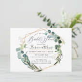 ブライダルシャワー素朴ユーカリ緑 招待状 (スタンド正面)