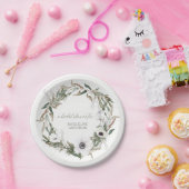 ブライダルシャワー素朴リースアネモネオ離れリーブ ペーパープレート (パーティー)