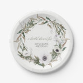 ブライダルシャワー素朴リースアネモネオ離れリーブ ペーパープレート (正面)