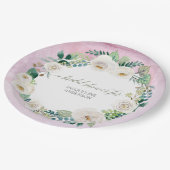 ブライダルシャワー素朴リースラベンダーホワイトローズ ペーパープレート (アングル)