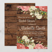 ブライダルシャワー素朴招待状、花、フローラ、ボホ 招待状 (正面/裏面)