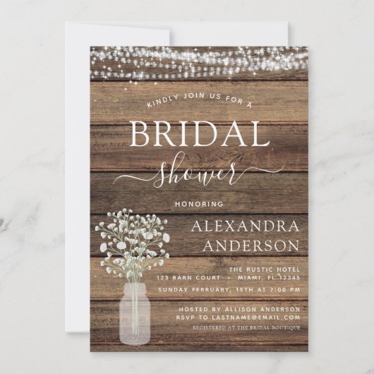 ブライダルシャワー素朴赤ちゃんの呼吸弦ライトI 招待状 (正面)