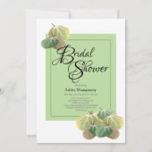 ブライダルシャワー素朴《植物》アスペンバーク葉グリーン 招待状 (正面)
