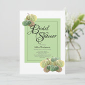 ブライダルシャワー素朴《植物》アスペンバーク葉グリーン 招待状 (スタンド正面)