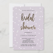 ブライダルシャワー紫とグレーとかわいらし紙吹雪 招待状 (正面)