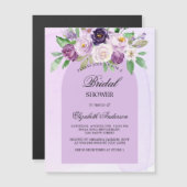 ブライダルシャワー紫の花アーチ贅沢 マグネット招待状 (正面/裏面)