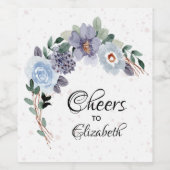 ブライダルシャワー紫フローラ水彩 ワインラベル (シングルラベル)