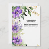 ブライダルシャワー紫色の野花サマーフローラ 招待状 (裏面)