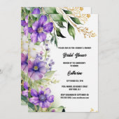 ブライダルシャワー紫色の野花サマーフローラ 招待状 (正面/裏面)