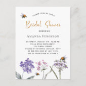 ブライダルシャワー紫色蜂 インビテーションポストカード (正面)
