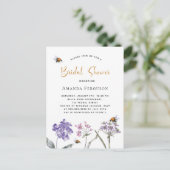 ブライダルシャワー紫色蜂 インビテーションポストカード (スタンド正面)