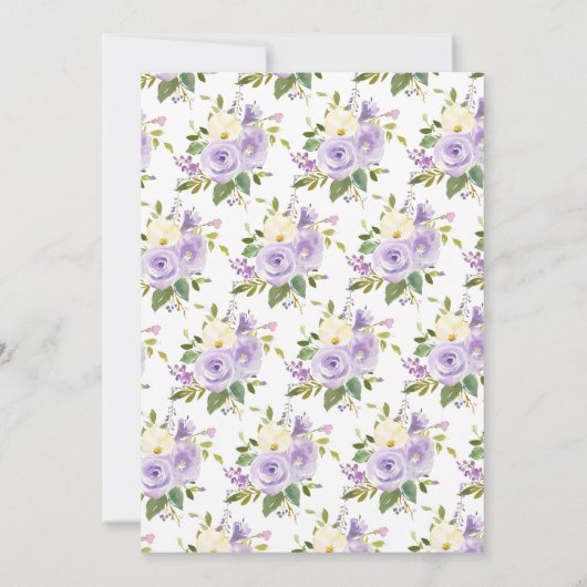 ブライダルシャワー紫金ゴールド水彩フローラ 招待状 (裏面)