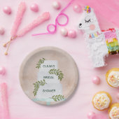 ブライダルシャワー結婚と緑のケーキ ペーパープレート (パーティー)