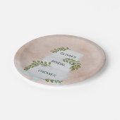 ブライダルシャワー結婚と緑のケーキ ペーパープレート (アングル)