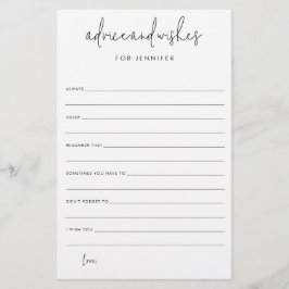 ブライダルシャワー結婚のウィッシュ&アドバイス紙カード チラシ