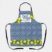 ブライダルシャワー結婚のギフト青瓦レモンクスト エプロン (正面)