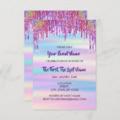 ブライダルシャワー結婚のスウィート16thホログラフ 招待状 (正面/裏面)