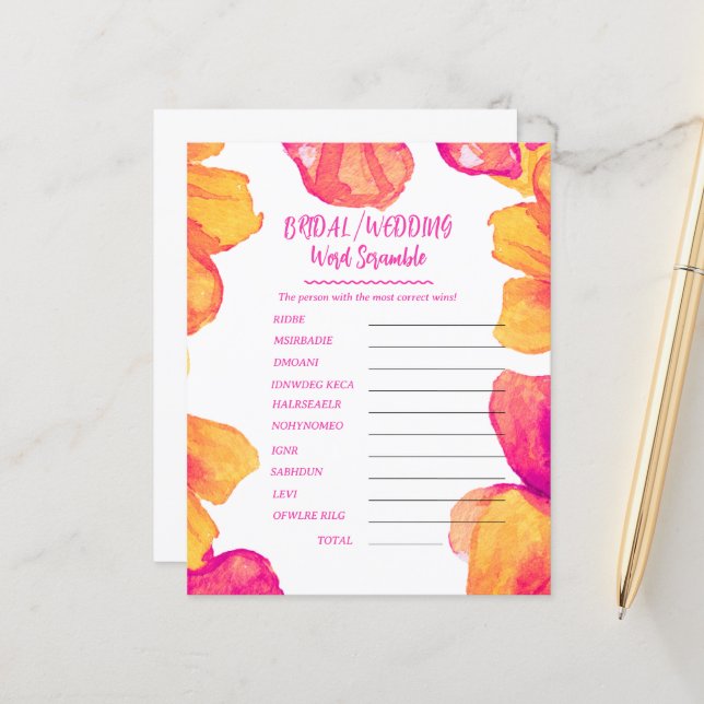 ブライダルシャワー結婚のテーマスクランブルゲーム (正面/裏面インサイチュ)