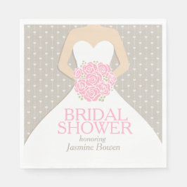 ブライダルシャワー結婚のドレスのピンクのグレーのナプキン スタンダードランチョンナプキン