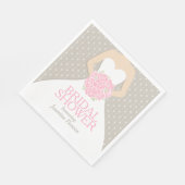 ブライダルシャワー結婚のドレスのピンクのグレーのナプキン スタンダードランチョンナプキン (角)