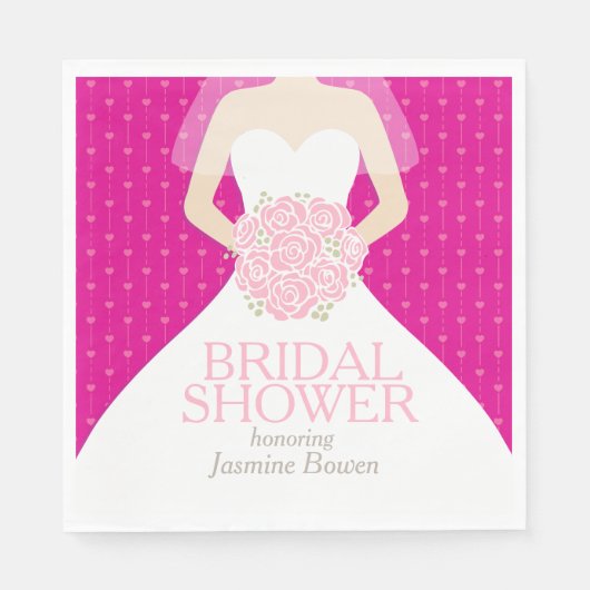 ブライダルシャワー結婚のドレスシェードのピンクのナプキン スタンダードランチョンナプキン (正面)