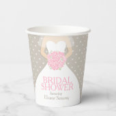 ブライダルシャワー結婚のドレスピンクのシャワー 紙コップ (裏面)