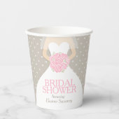 ブライダルシャワー結婚のドレスピンクのシャワー 紙コップ (正面)