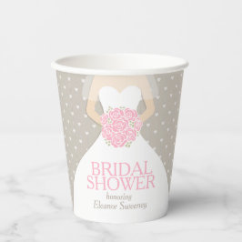 ブライダルシャワー結婚のドレスピンクのシャワー 紙コップ