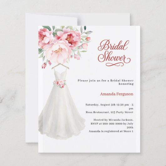 ブライダルシャワー結婚のドレスピンクフローラ (正面)