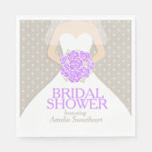 ブライダルシャワー結婚のドレス紫の灰色のナプキン スタンダードランチョンナプキン (正面)