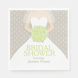 ブライダルシャワー結婚のドレス緑のバラナプキン スタンダードランチョンナプキン
