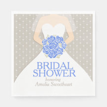 ブライダルシャワー結婚のドレス青いグレーのナプキン