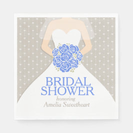 ブライダルシャワー結婚のドレス青いグレーのナプキン スタンダードランチョンナプキン