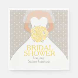 ブライダルシャワー結婚のドレス黄色の灰色のナプキン スタンダードランチョンナプキン