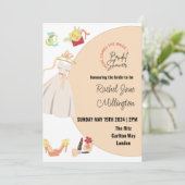 ブライダルシャワー結婚のドレス、靴、口紅。編集 招待状 (スタンド正面)