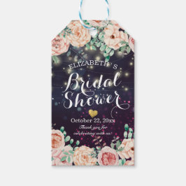 ブライダルシャワー結婚のモダンフローラパープルスパークル ギフトタグ