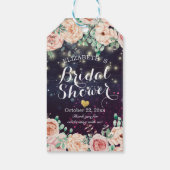 ブライダルシャワー結婚のモダンフローラパープルスパークル ギフトタグ (裏面)