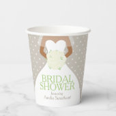 ブライダルシャワー結婚の白いドレス緑のバラ 紙コップ (裏面)